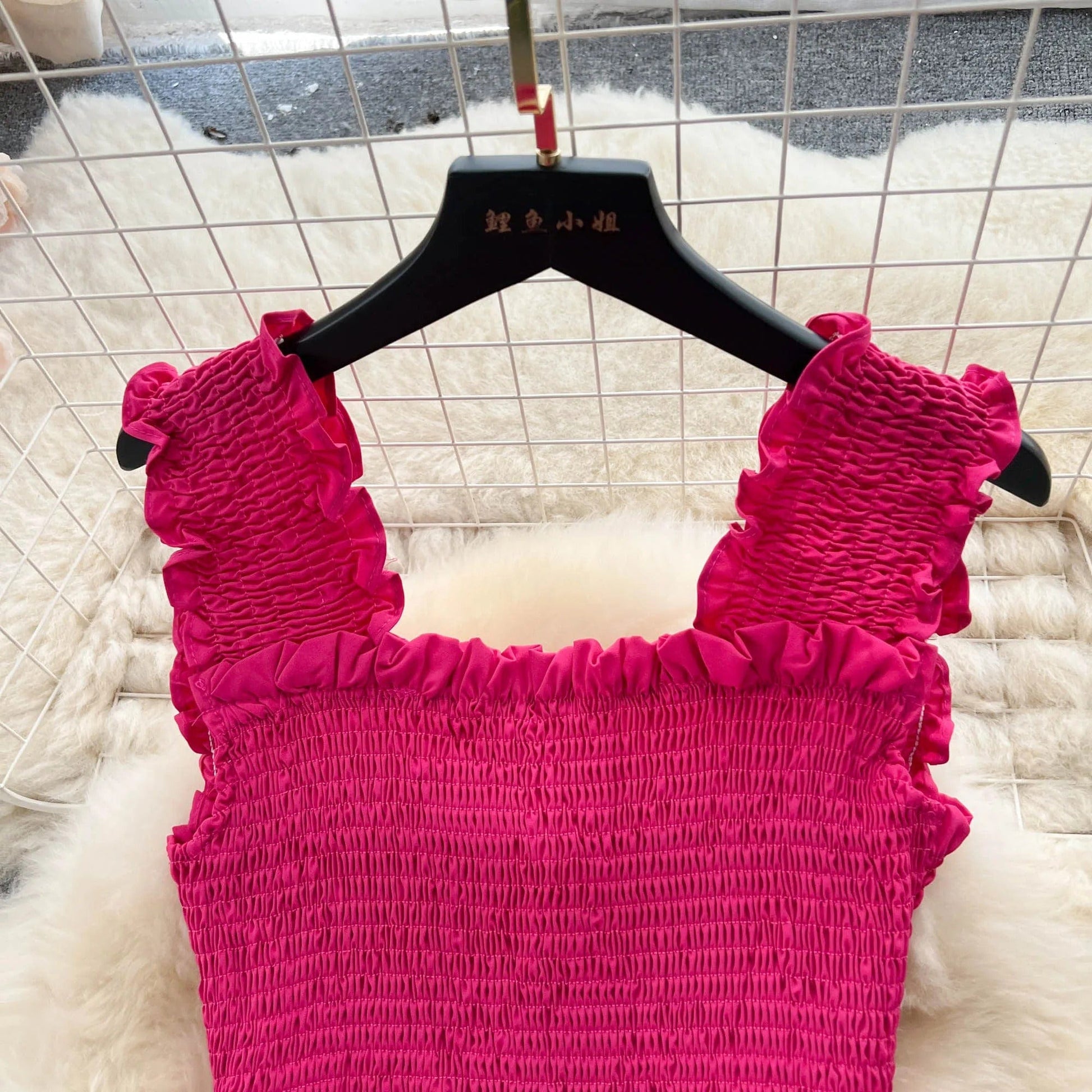 ABEGAIL - Ärmelloses plissiertes Trägertop und Rock-Set