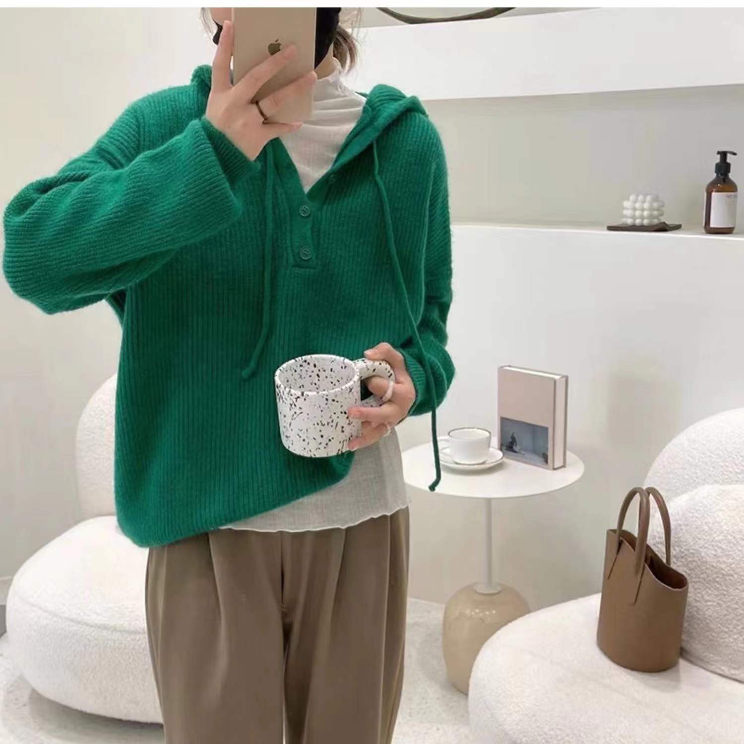 AIZEL - Lockerer Kapuzen-Kaschmirpullover