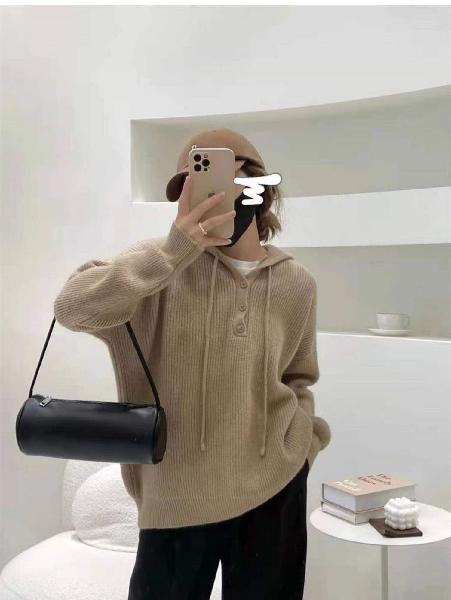 AIZEL - Lockerer Kapuzen-Kaschmirpullover