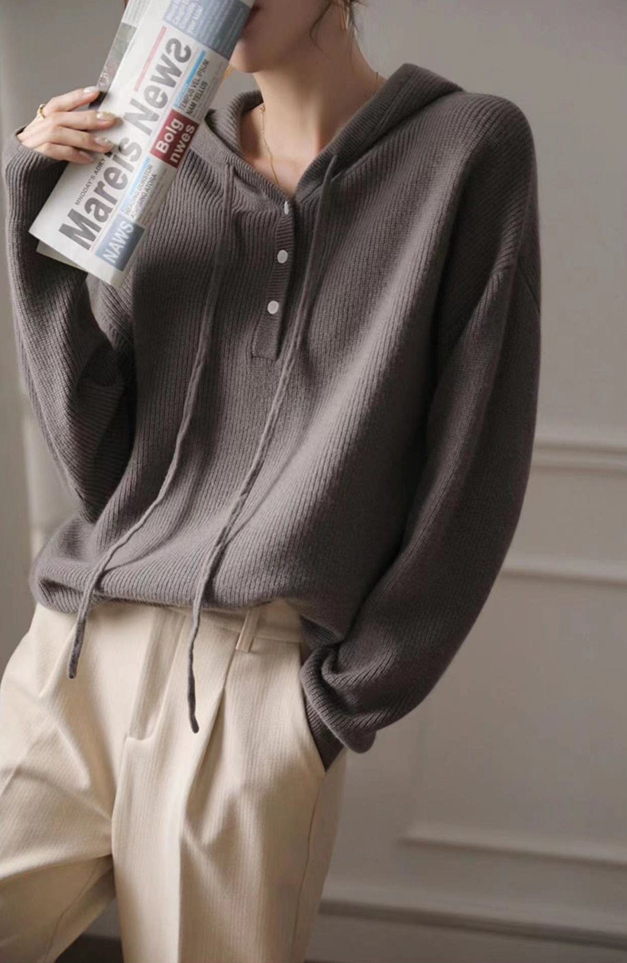 AIZEL - Lockerer Kapuzen-Kaschmirpullover