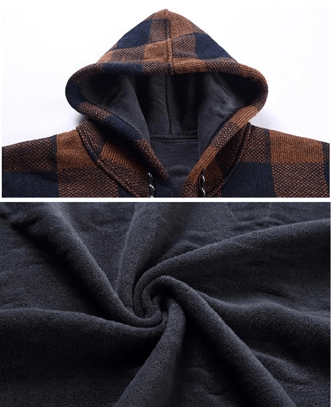 ALDEN - Kapuzenpullover mit Reißverschluss und kontrastierendem Karomuster 2024