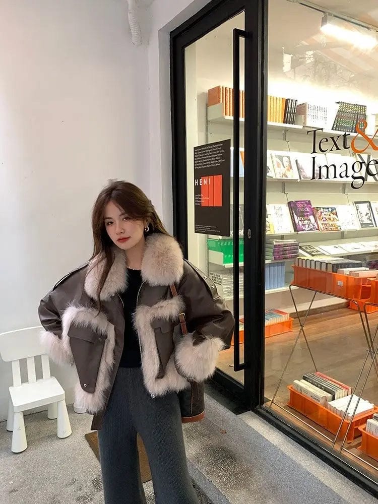 ALIAH - Hochwertiger Wintermantel mit Kunstpelz aus Fuchsoptik