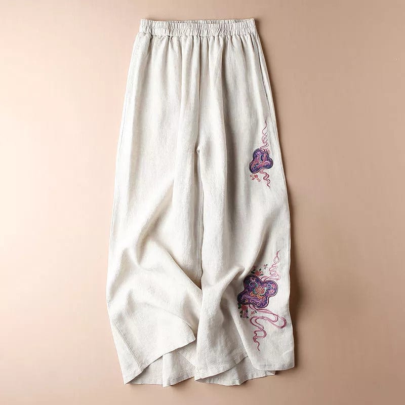 AMICA - Weit geschnittene Hosen mit Stickerei-Design