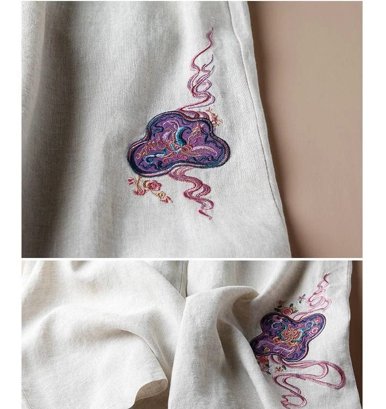 AMICA -  Weit geschnittene Hosen mit Stickerei-Design