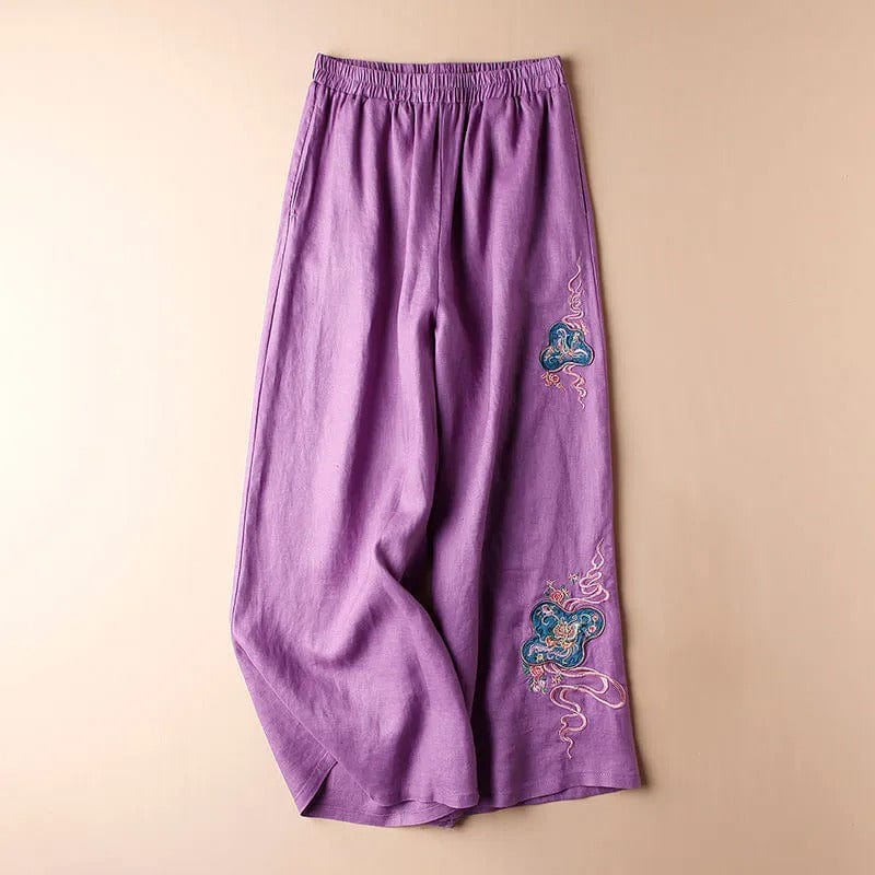 AMICA - Weit geschnittene Hosen mit Stickerei-Design
