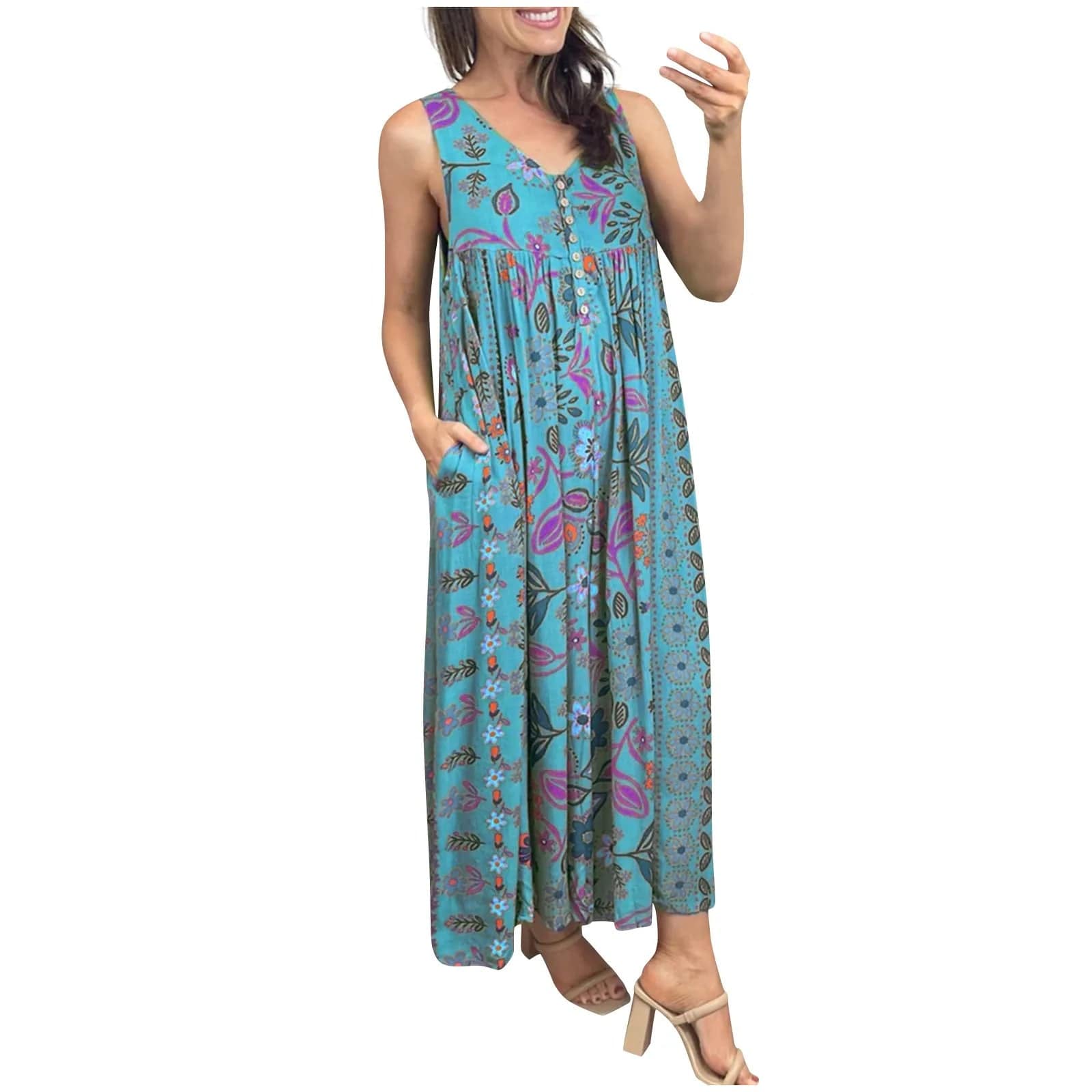 ANITA - Floral Print Weites Bein Sling Romper