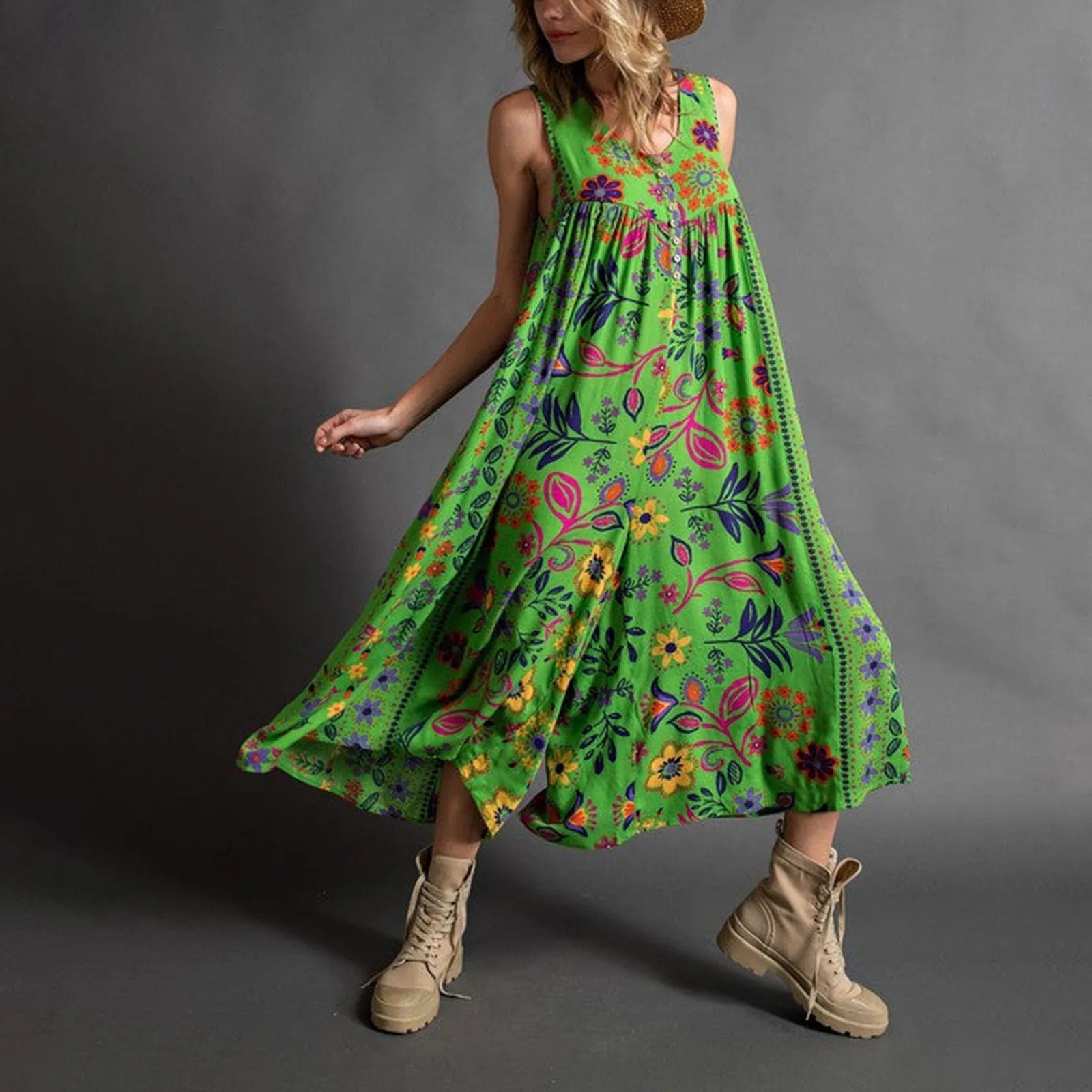 ANITA - Floral Print Weites Bein Sling Romper