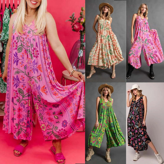 ANITA - Floral Print Weites Bein Sling Romper