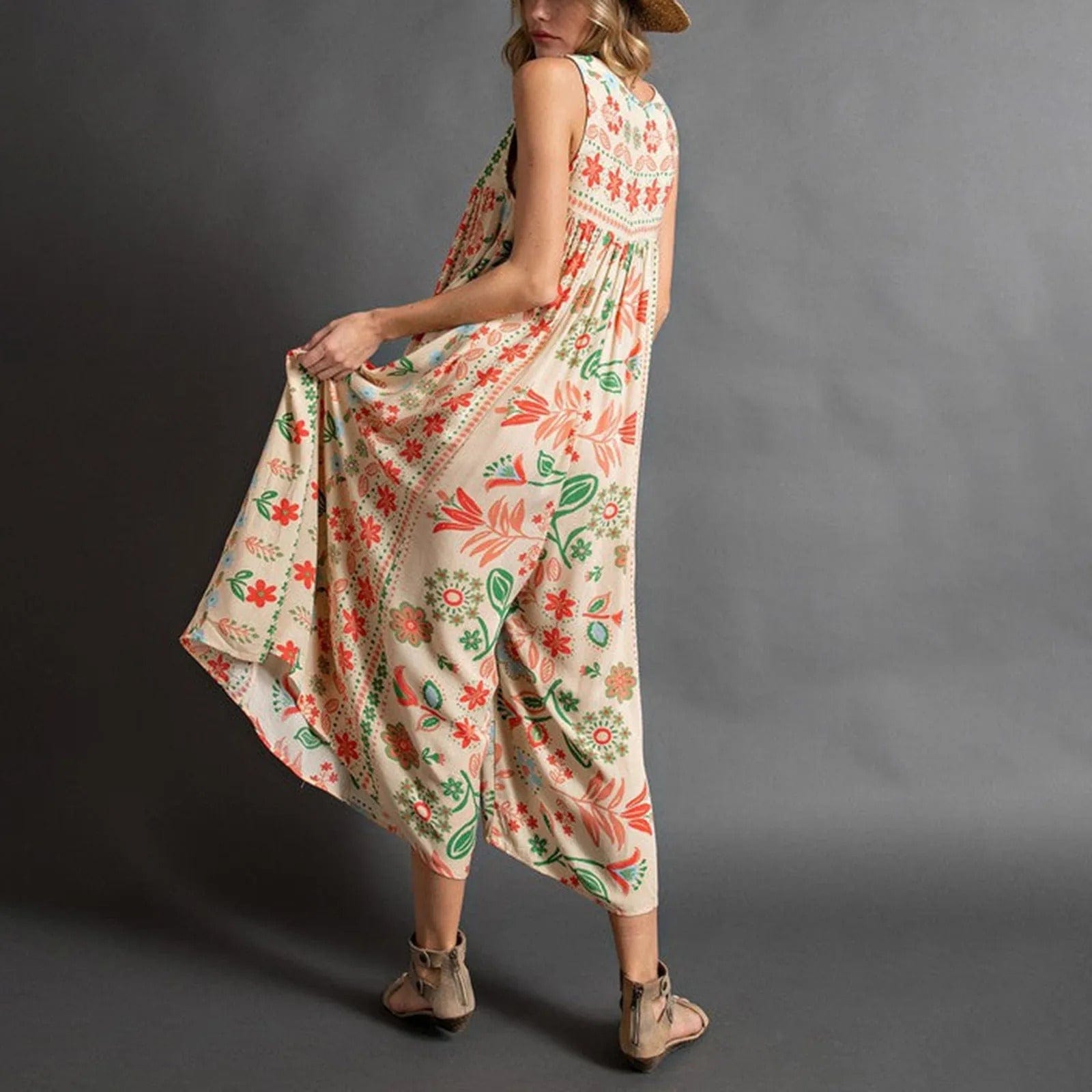 ANITA - Floral Print Weites Bein Sling Romper