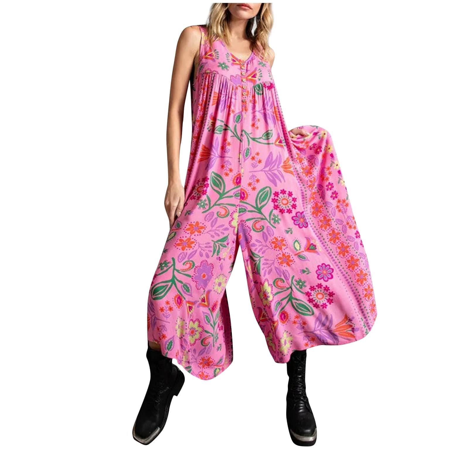 ANITA - Floral Print Weites Bein Sling Romper