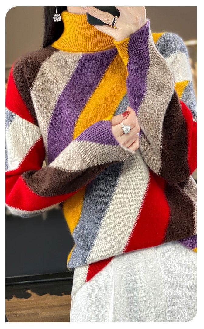 CHENA - Kontrastfarbe Rollkragenpullover 2024