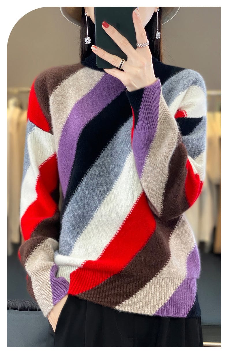 CHENA - Kontrastfarbe Rollkragenpullover 2024