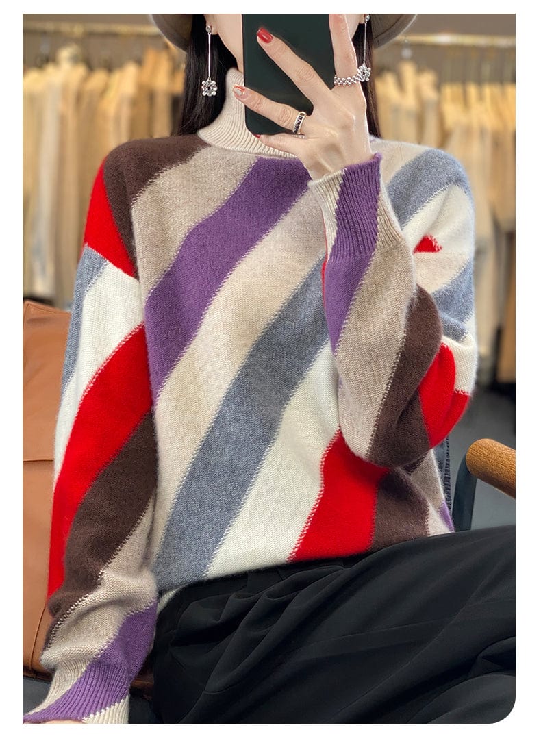 CHENA - Kontrastfarbe Rollkragenpullover 2024