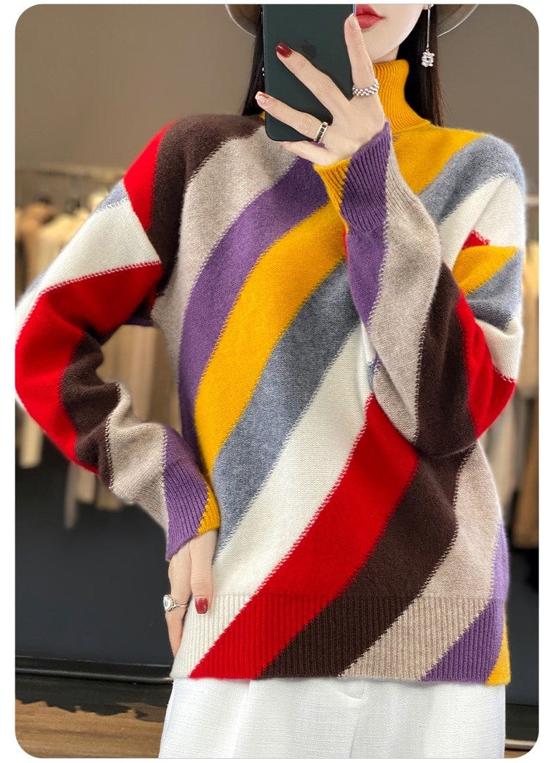 CHENA - Kontrastfarbe Rollkragenpullover 2024