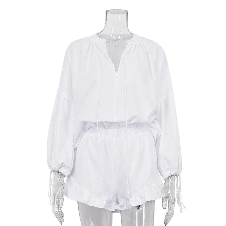 CIANA - Mini-Shorts und langärmeliges Top-Set