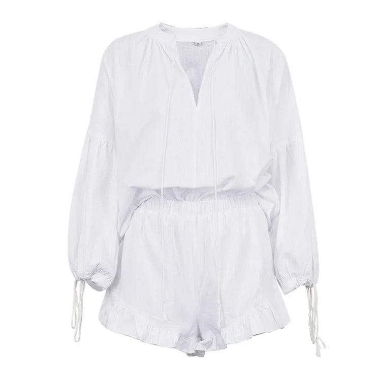 CIANA - Mini-Shorts und langärmeliges Top-Set
