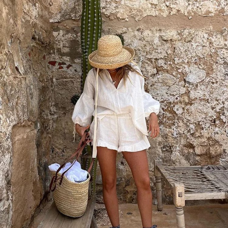 CIANA - Mini-Shorts und langärmeliges Top-Set