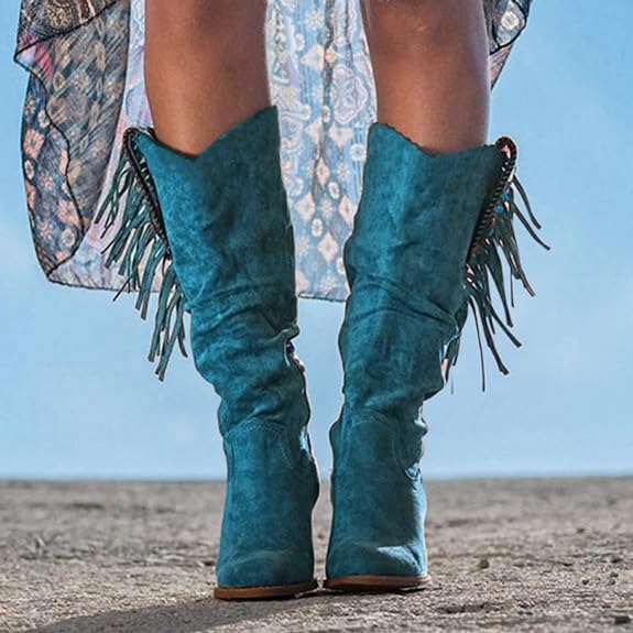 COLINE - Western-Stiefel aus Denim mit Quaste