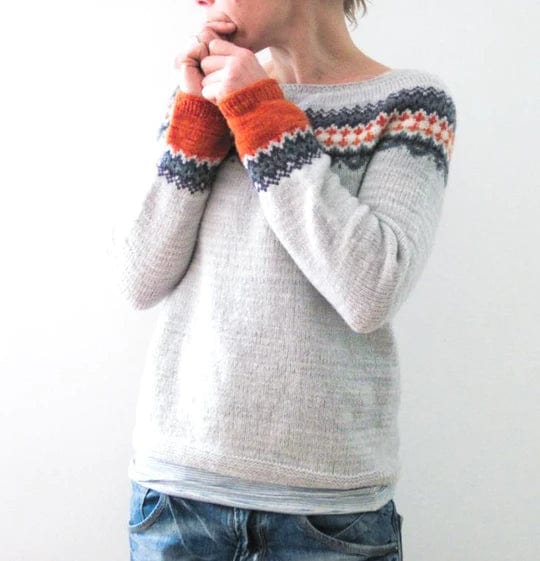 Elle&Vire® - Grauer Pullover im Boho-Stil