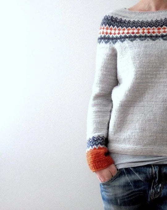 Elle&Vire® - Grauer Pullover im Boho-Stil