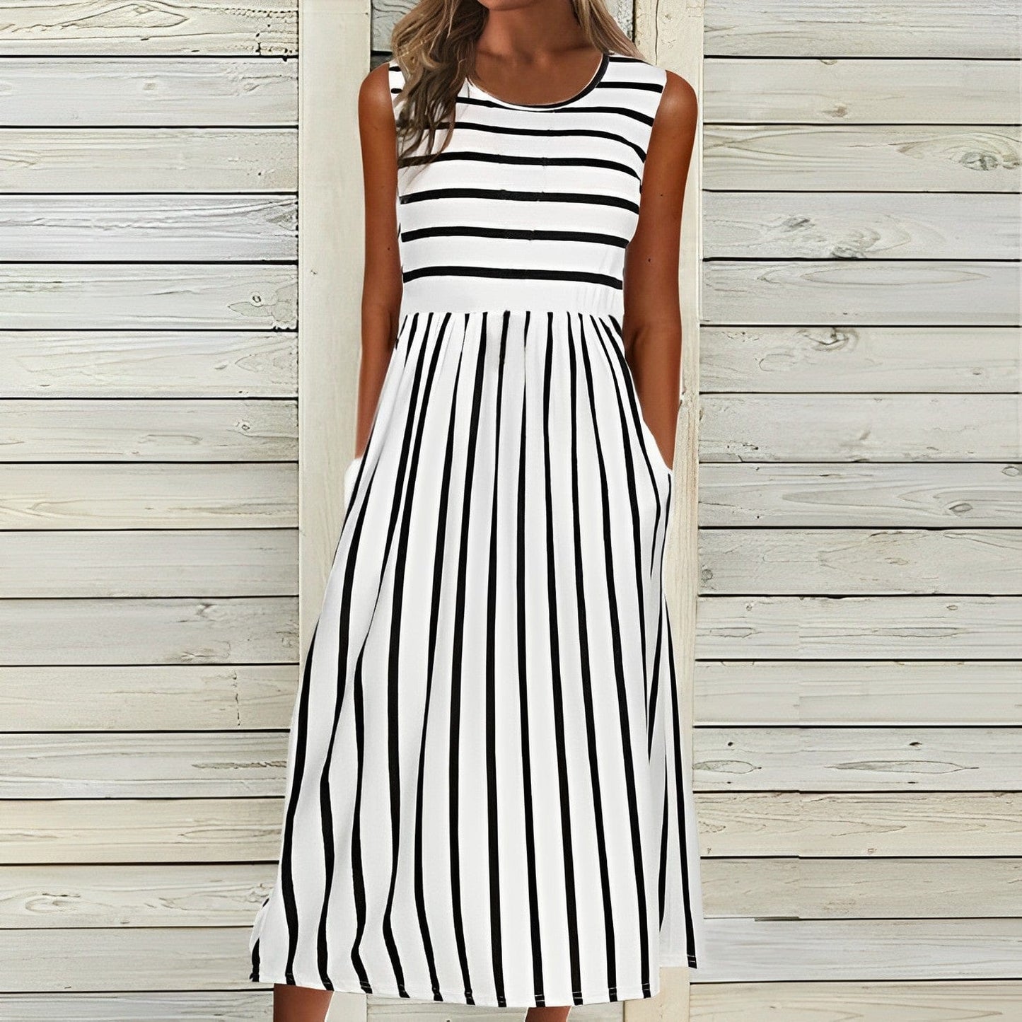 Elle&Vire® - Stilvolles weiß-schwarzes Kleid