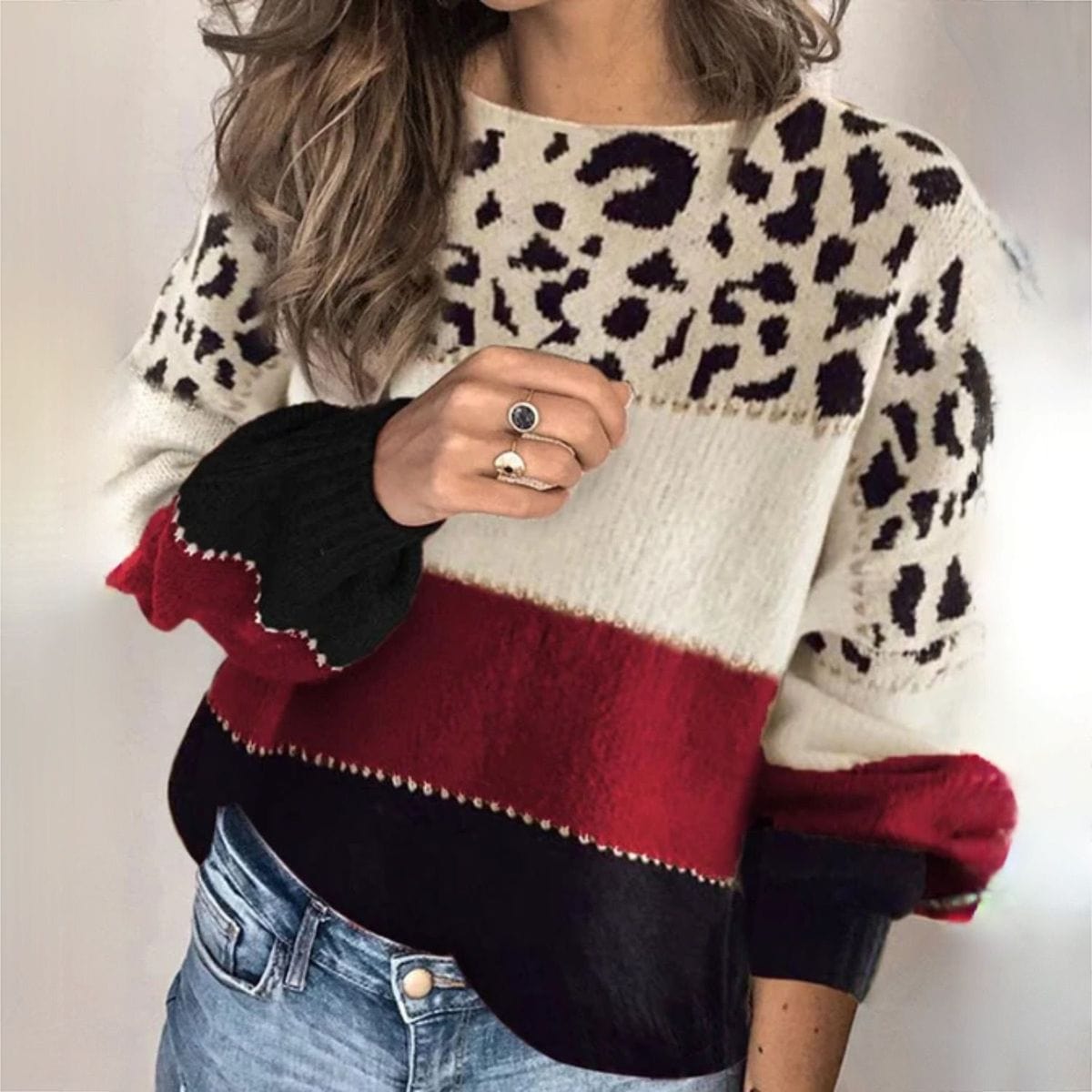Eva Janssen® - Eleganter Pullover mit Leopardenmuster