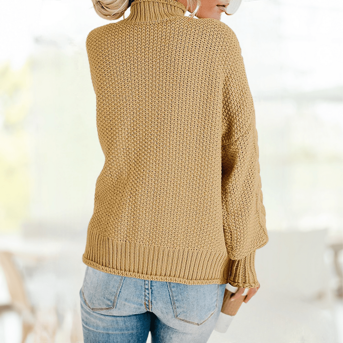 Eva Janssen® - Gelber modischer Rollkragenpullover