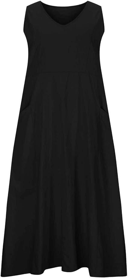GISA - Ärmelloses Vintage-Damenkleid aus Baumwolle in Midi-Länge