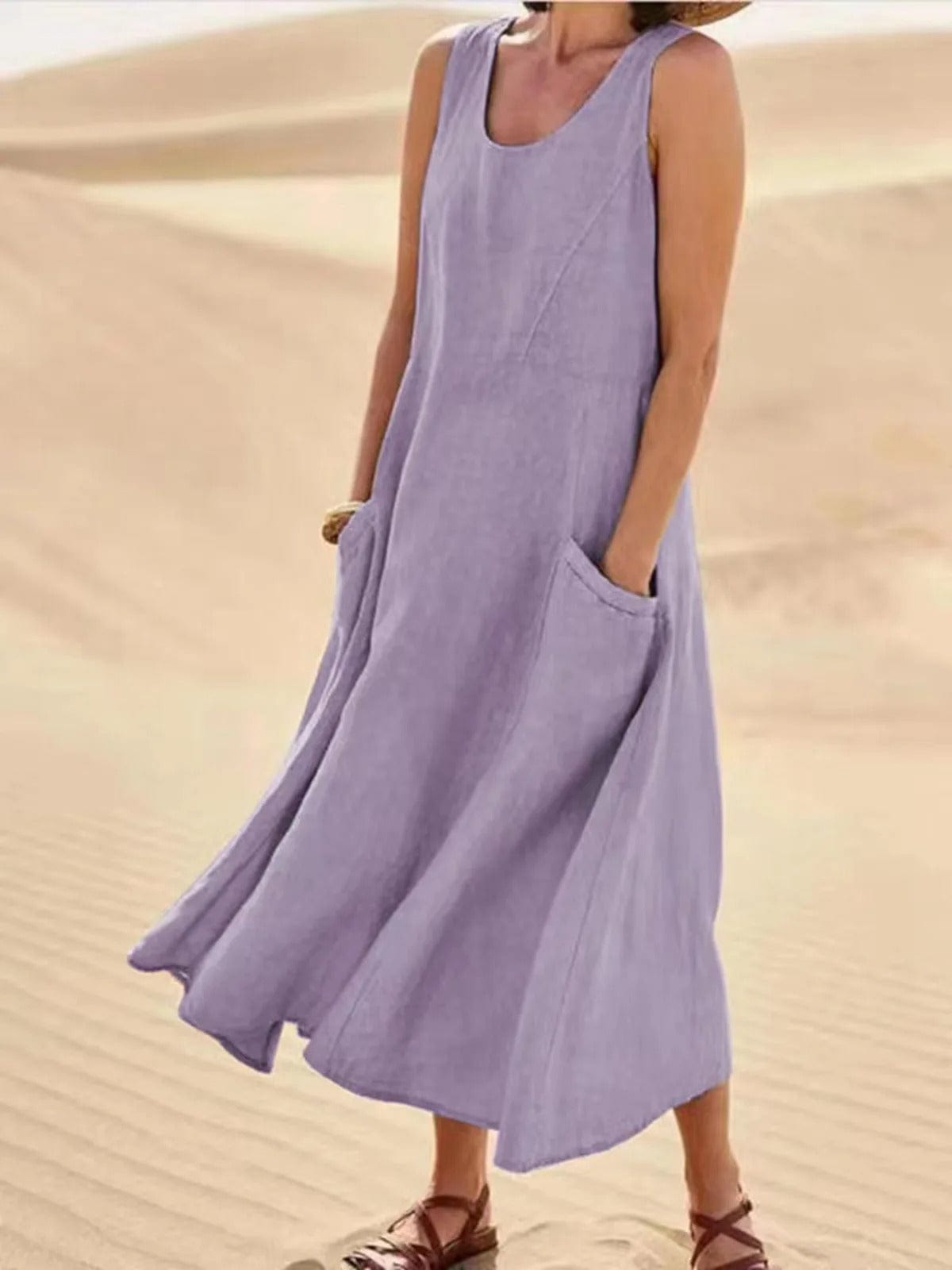 GISA - Ärmelloses Vintage-Damenkleid aus Baumwolle in Midi-Länge