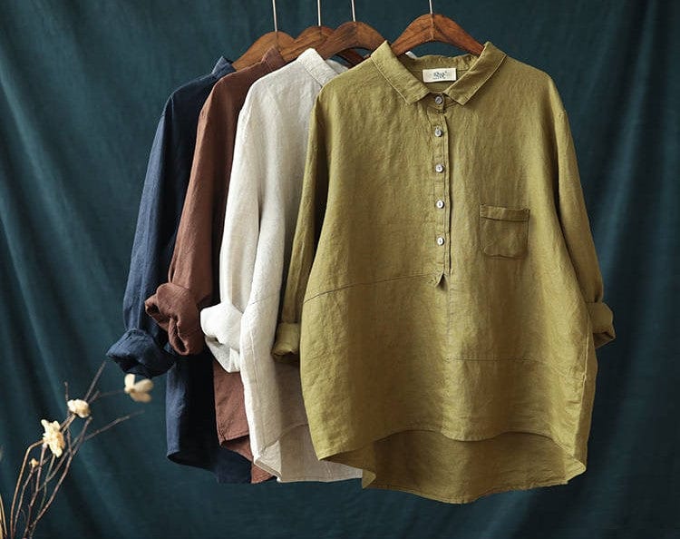 HANAYA - Langärmelige Lockere Bluse 2024