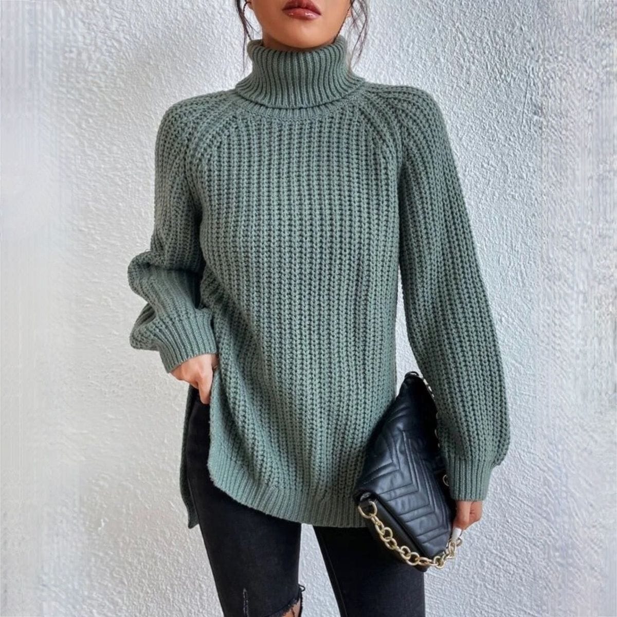 Inès Lavigne® - Modischer grüner Rollkragenpullover