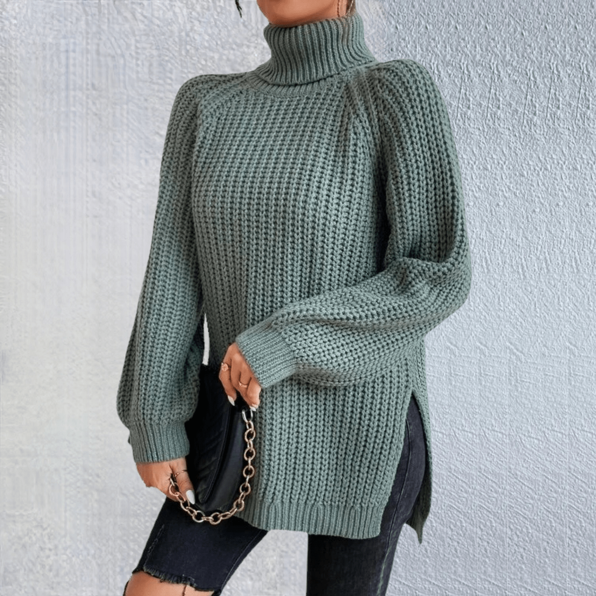 Inès Lavigne® - Modischer grüner Rollkragenpullover