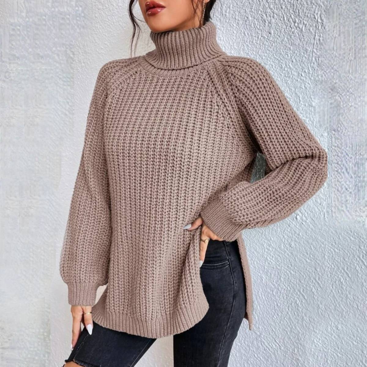 Inès Lavigne® - Stilvoller brauner Rollkragenpullover