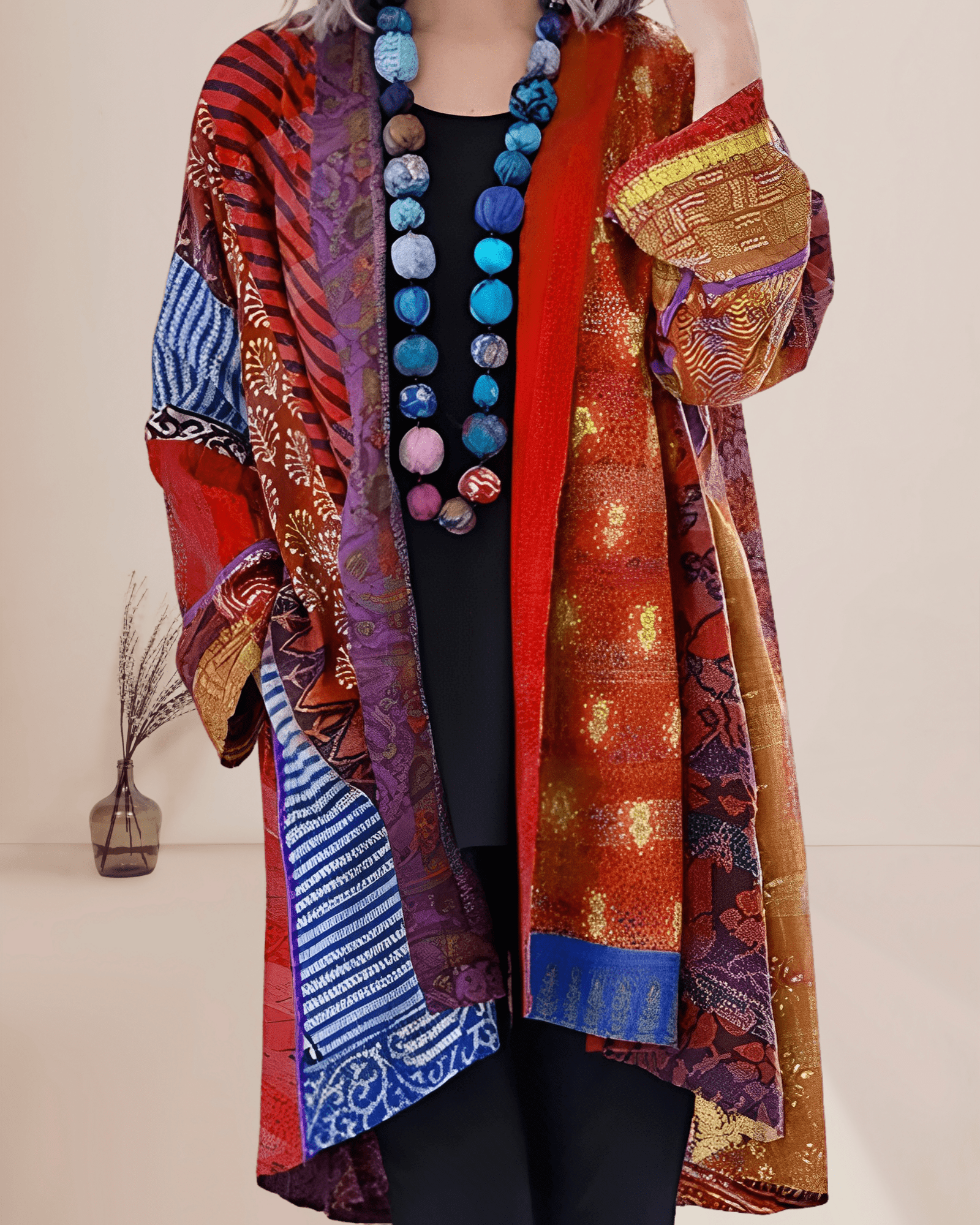 Ivanka - Vintage Ethnische Baumwolle Strickjacke