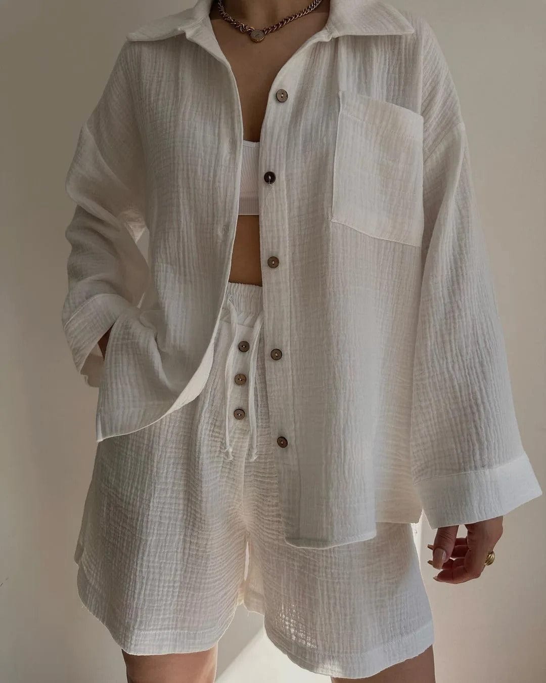 JOIE - Einreihiges Hemd und Shorts Set