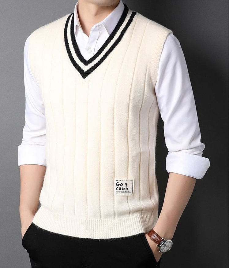 JUANCHO - Herren Gestrickter Gestreifter Pullover