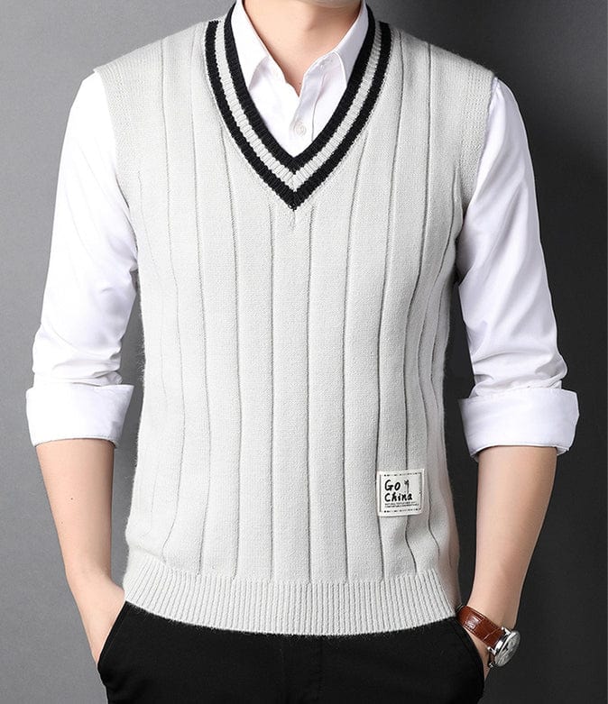 JUANCHO - Herren Gestrickter Gestreifter Pullover