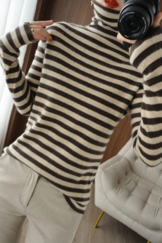 Lucia Comér® - Gestreifter Rollkragenpullover