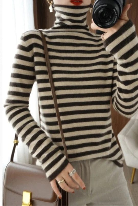 Lucia Comér® - Gestreifter Rollkragenpullover