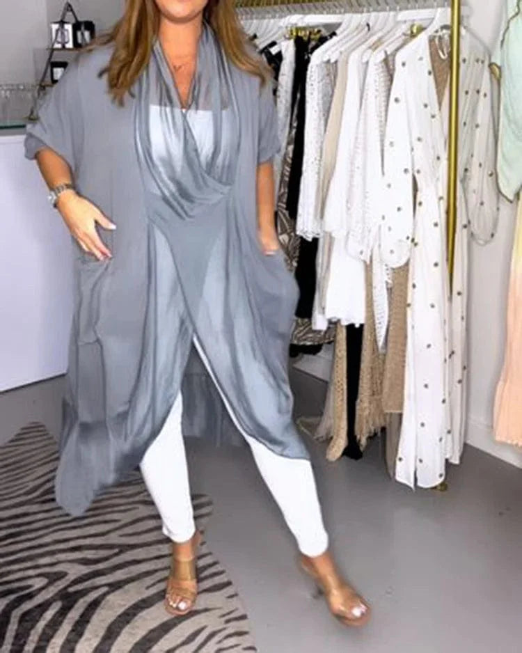 Lucia Comér® - Seidiges lockeres Top mit V-Ausschnitt