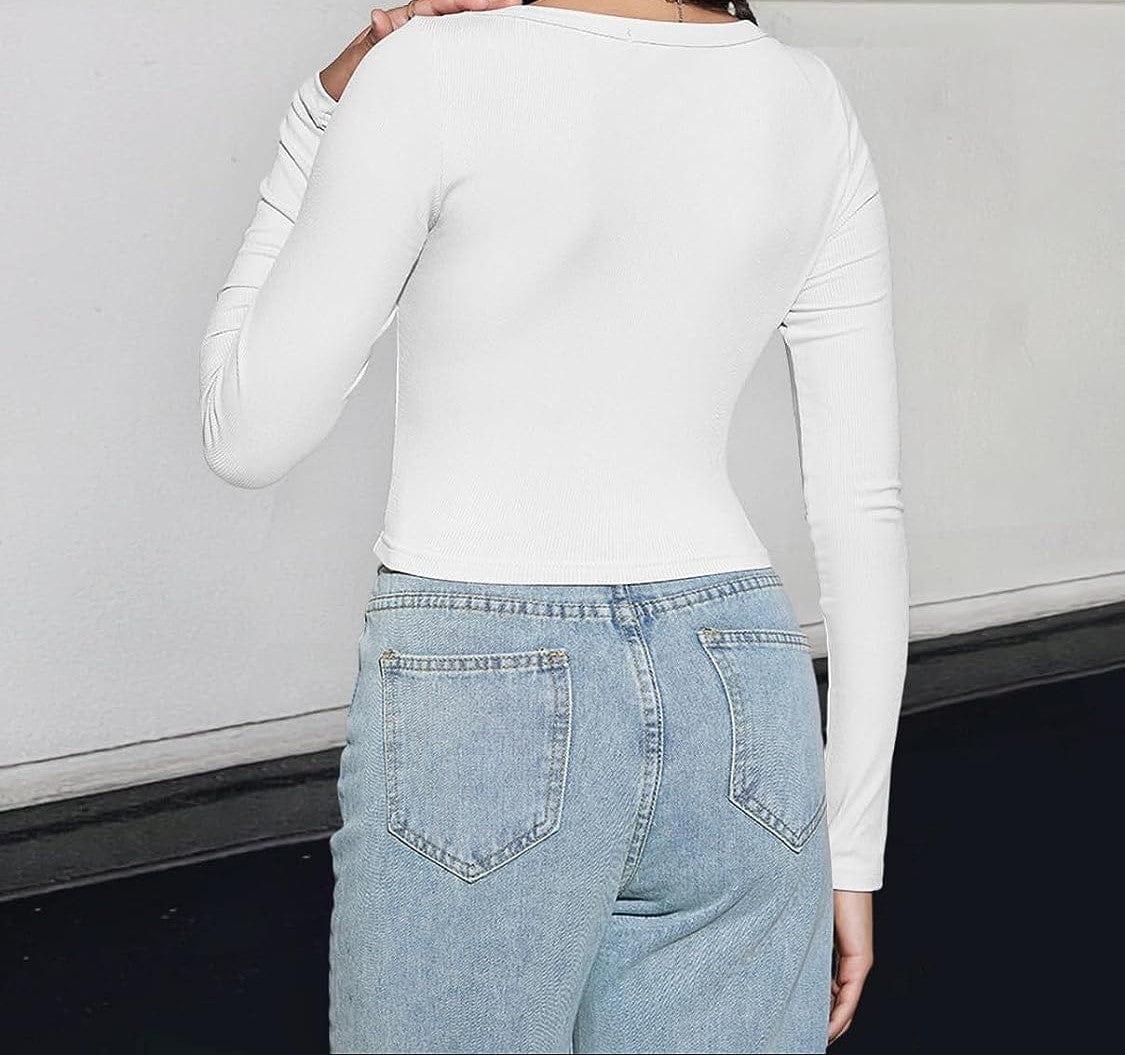 LYKA - Langarm-Crop-Top mit quadratischem Ausschnitt 2024