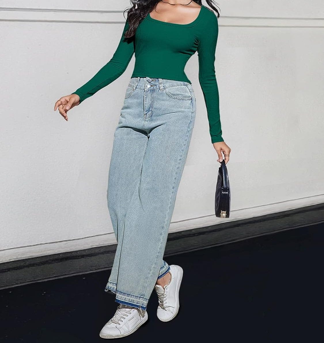 LYKA - Langarm-Crop-Top mit quadratischem Ausschnitt 2024