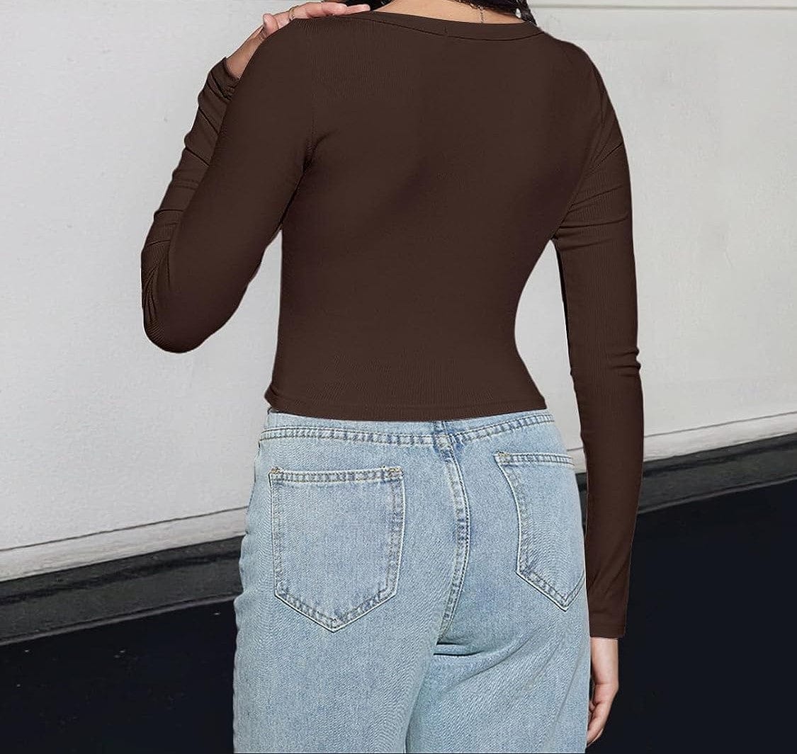 LYKA - Langarm-Crop-Top mit quadratischem Ausschnitt 2024