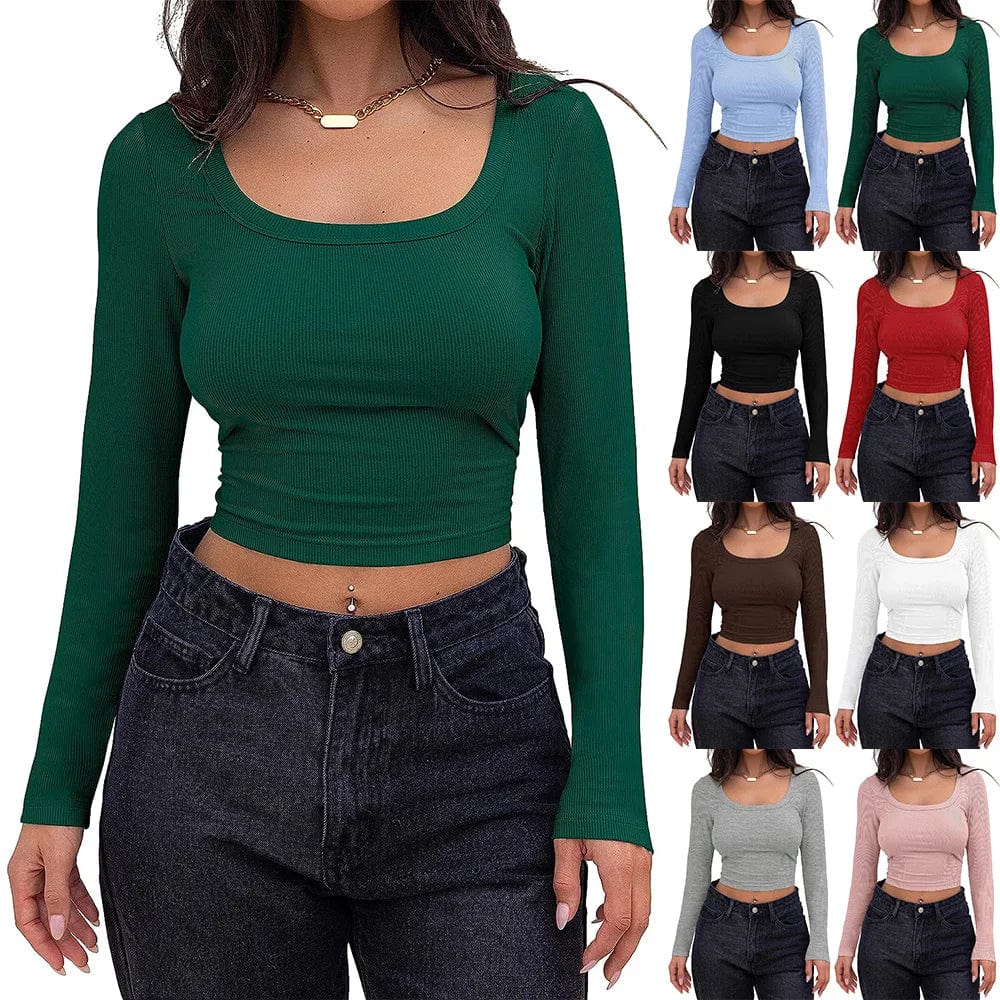 LYKA - Langarm-Crop-Top mit quadratischem Ausschnitt 2024
