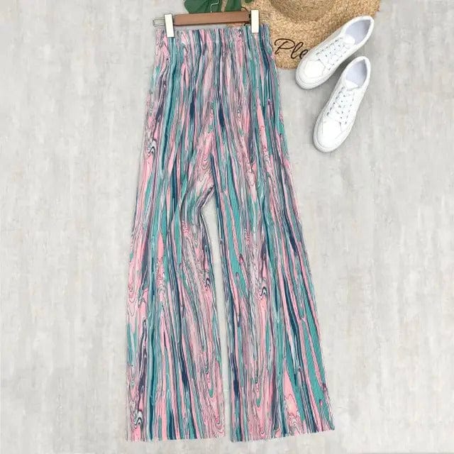 MADILYN - Plissierte gestreifte Batik-Lose-Hose