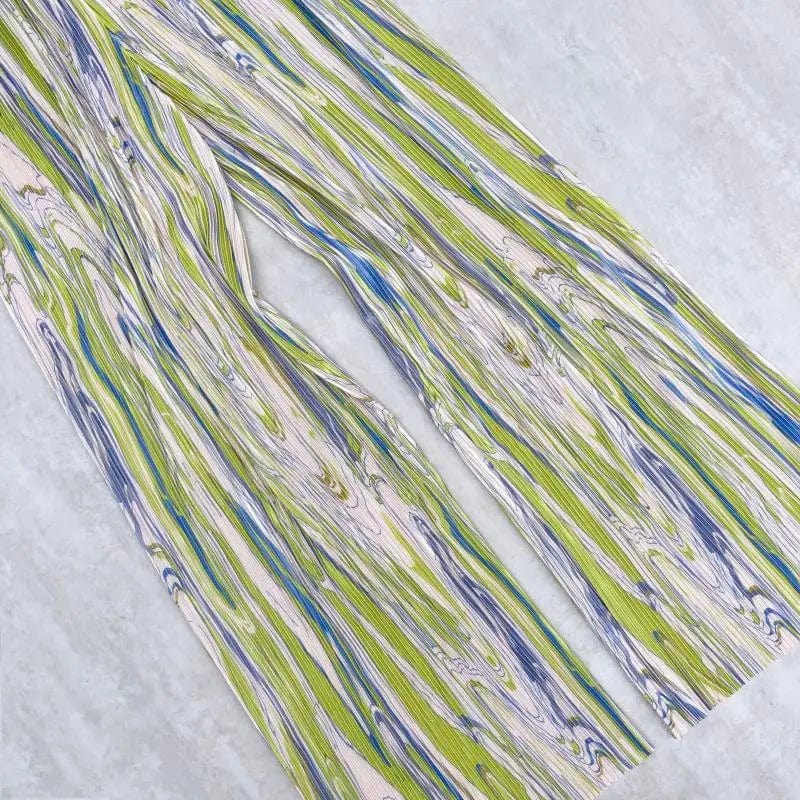 MADILYN - Plissierte gestreifte Batik-Lose-Hose