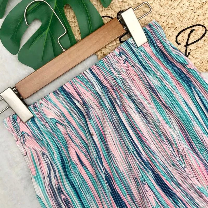 MADILYN - Plissierte gestreifte Batik-Lose-Hose