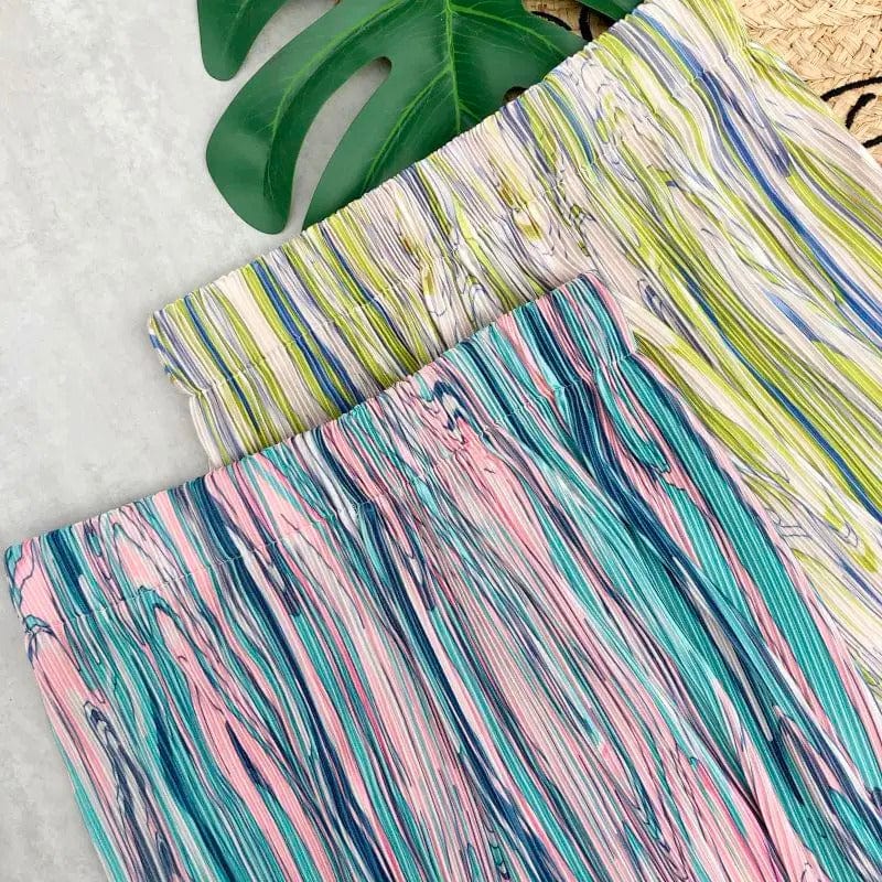 MADILYN - Plissierte gestreifte Batik-Lose-Hose