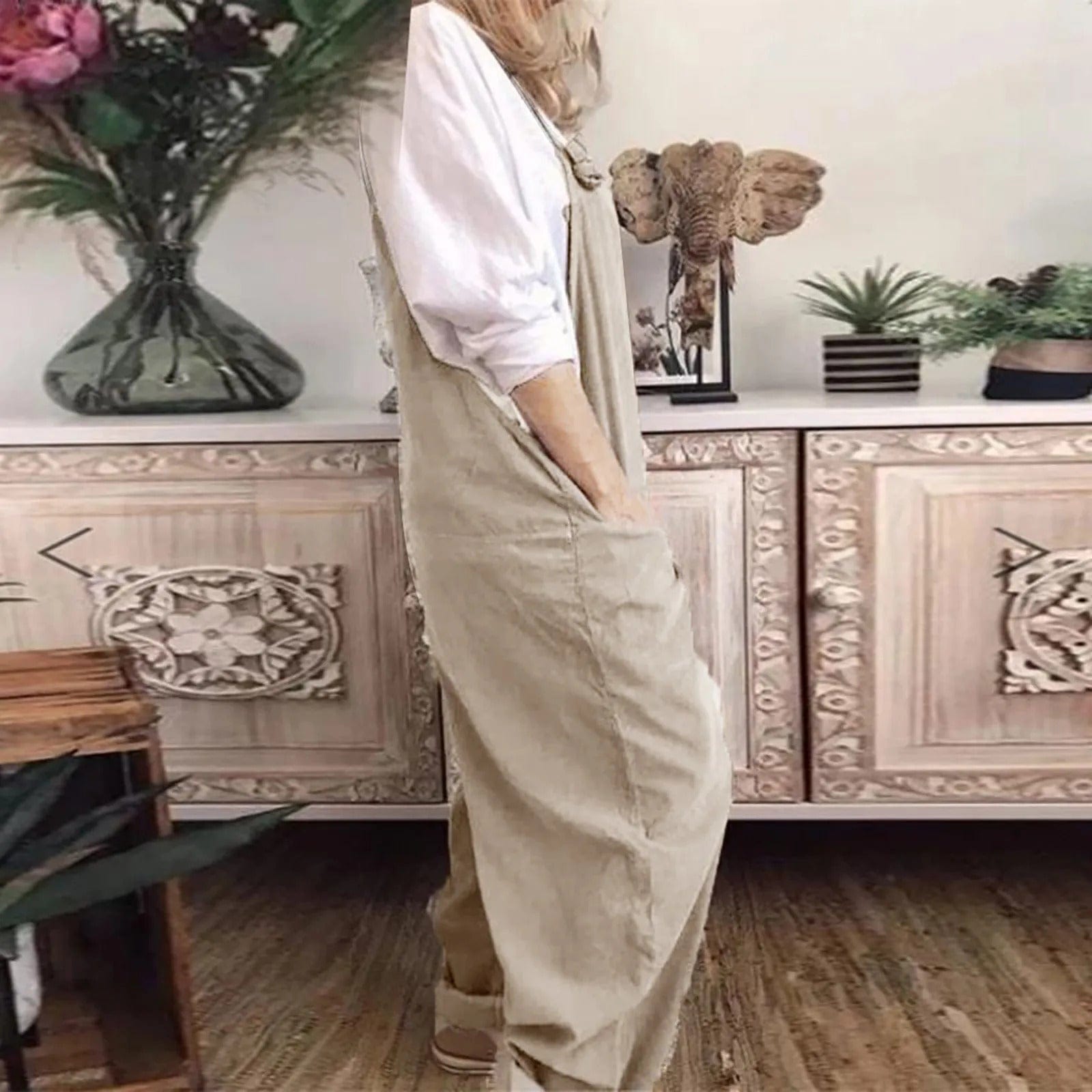 MOIRA - Overall Jumpsuit aus locker gebundener Baumwolle und Leinen