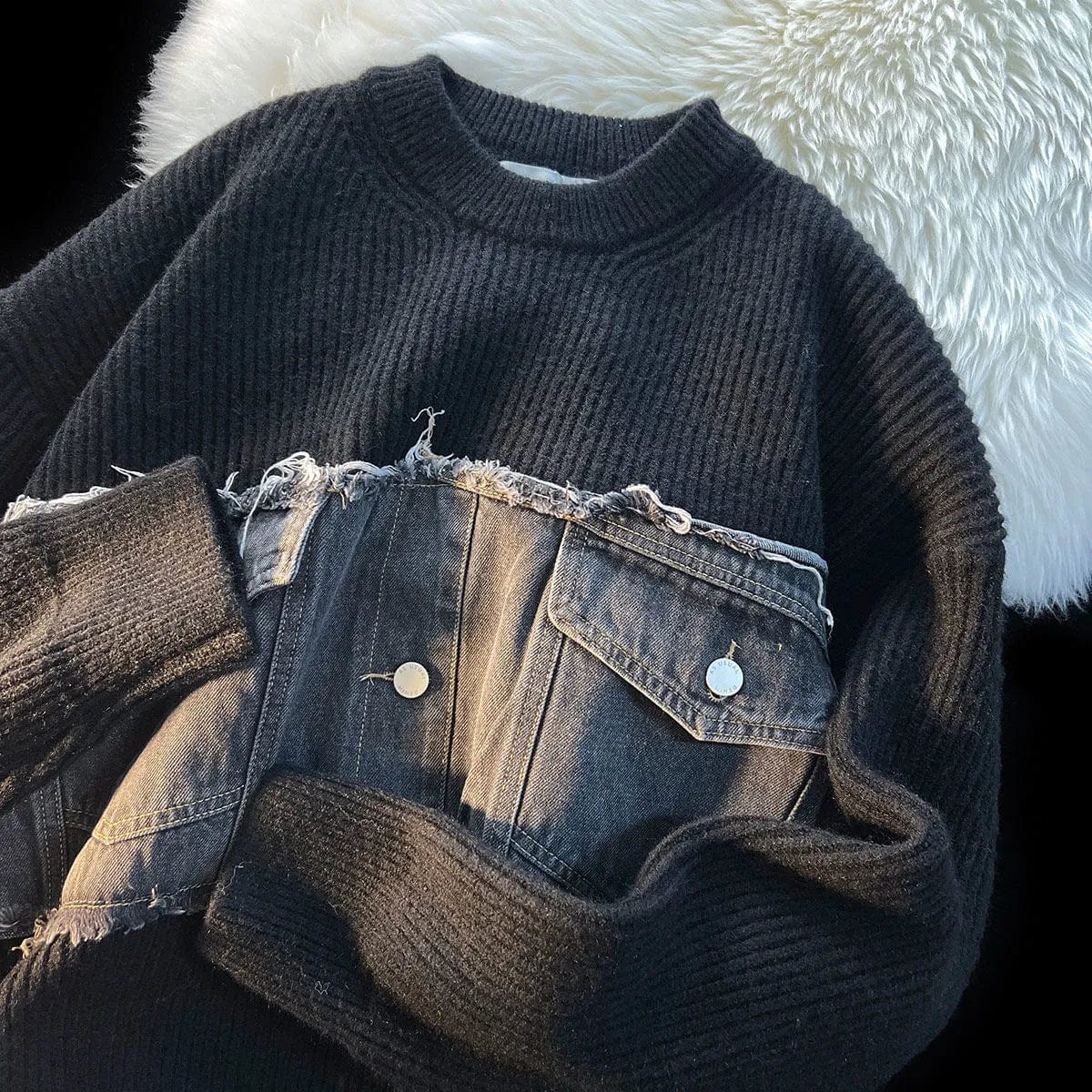 Nora - Patchwork-Denim-Pullover